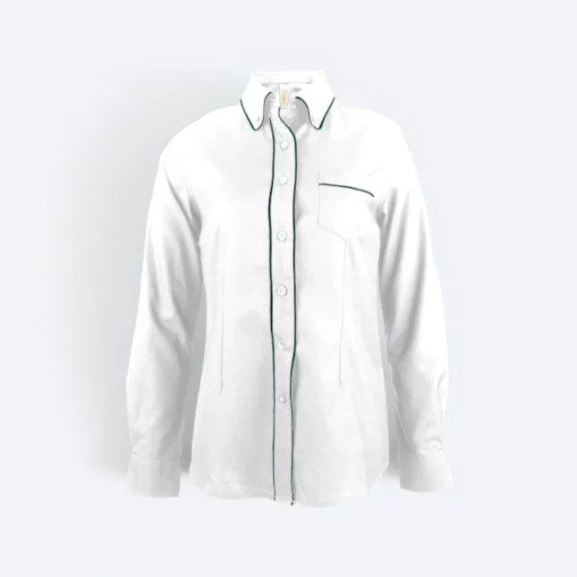 F149 corporate uniform female long sleeve contrast piping white colour view