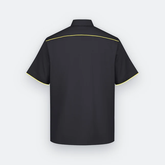 F150 corporate uniform unisex short sleeve tr hidden pocket black back view