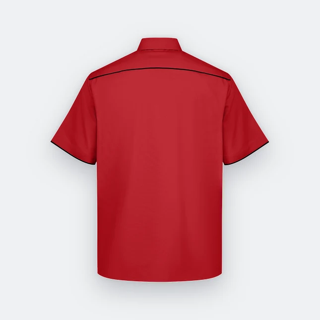 F150 corporate uniform unisex short sleeve tr hidden pocket red back view