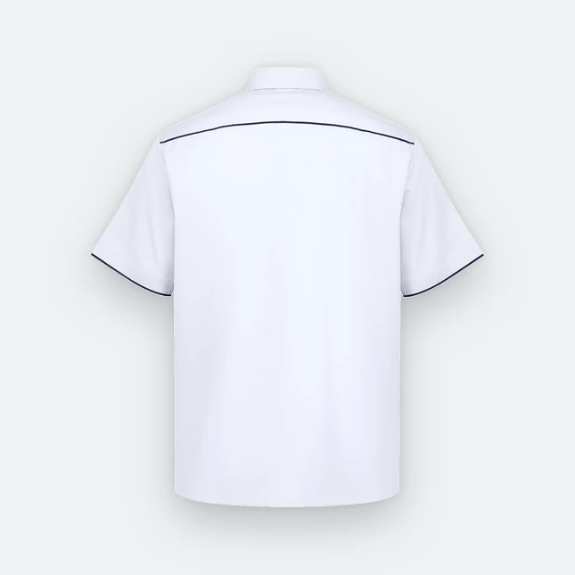F150 corporate uniform unisex short sleeve tr hidden pocket white back view