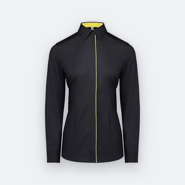 F151 corporate uniform female long sleeve tr hidden pocket black colour view