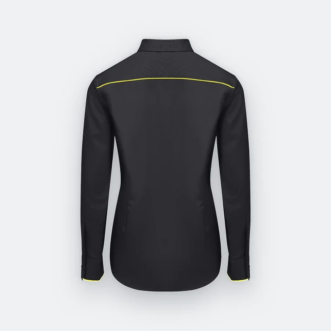 F151 corporate uniform female long sleeve tr hidden pocket black back view