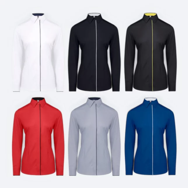 F151 corporate uniform female long sleeve tr hidden pocket all colours