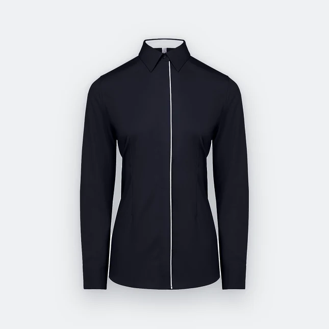 F151 corporate uniform female long sleeve tr hidden pocket navy colour view