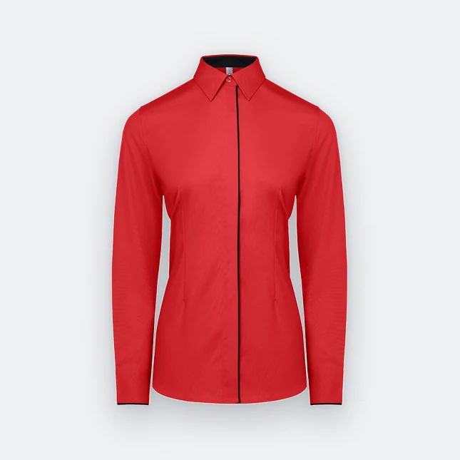 F151 corporate uniform female long sleeve tr hidden pocket red colour view