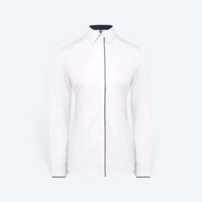 F151 corporate uniform female long sleeve tr hidden pocket white colour view