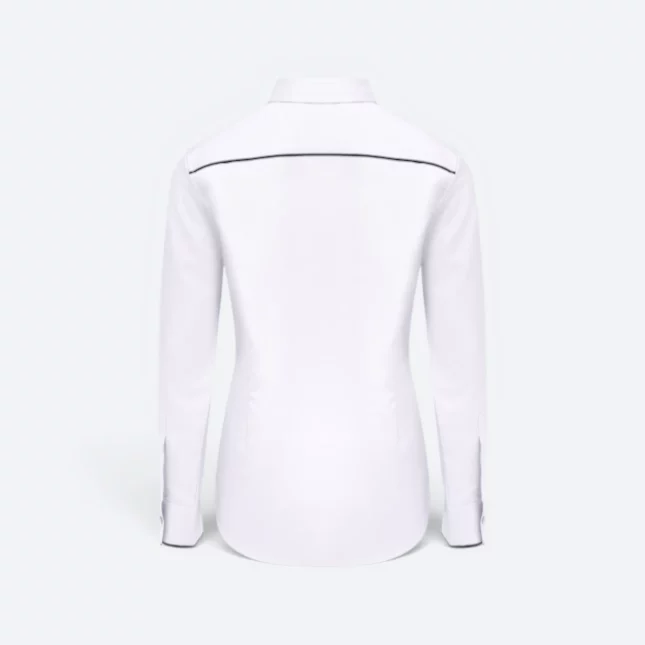 F151 corporate uniform female long sleeve tr hidden pocket white back view