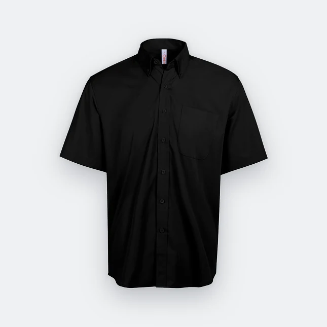 F152 corporate uniform unisex short sleeve tr button-down 2026 black colour view