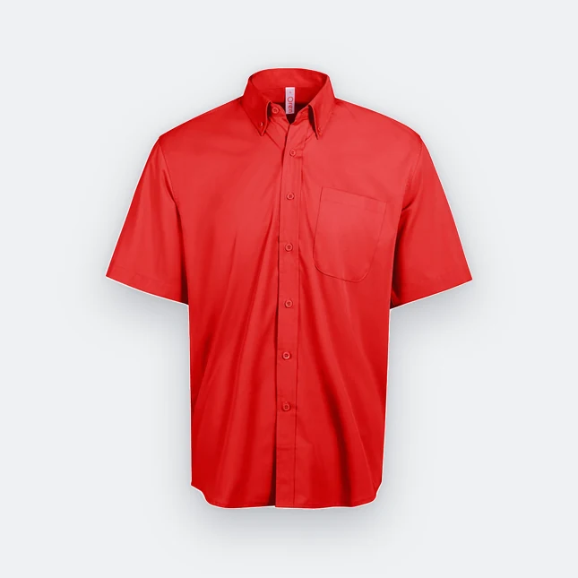 F152 corporate uniform unisex short sleeve tr button-down 2026 red colour view