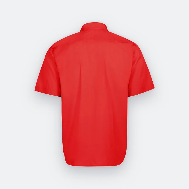 F152 corporate uniform unisex short sleeve tr button-down 2026 red back view