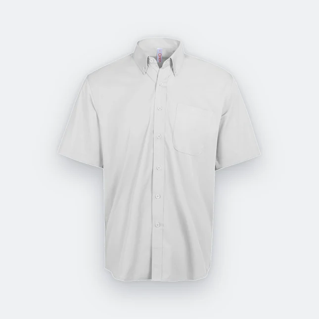F152 corporate uniform unisex short sleeve tr button-down 2026 white colour view