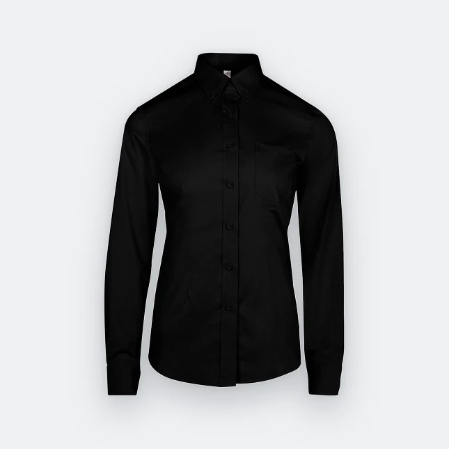 F153 corporate uniform female long sleeve tr button-down 2026 black colour view