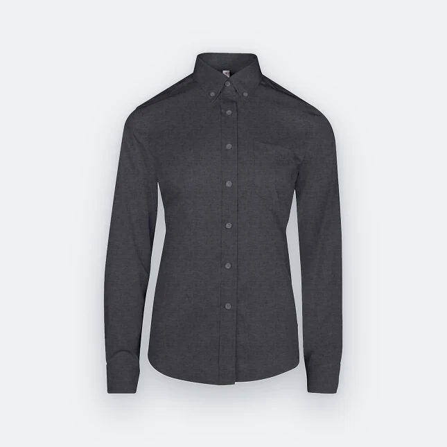 F153 corporate uniform female long sleeve tr button-down 2026 dark grey melange colour view