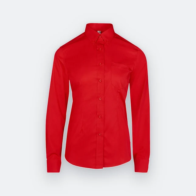 F153 corporate uniform female long sleeve tr button-down 2026 red colour view