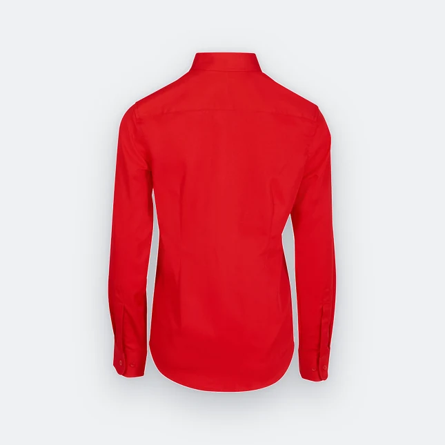 F153 corporate uniform female long sleeve tr button-down 2026 red back view