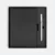 GMG9200 Soft-Cover Notebook & Pen Gift Set Black Gmg9200 soft-cover notebook & pen gift set in black, corporate gift set with custom logo printing
