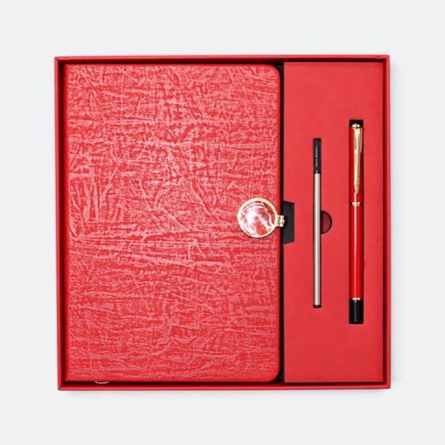 GMG9202 Textured Notebook, Pen & Card Holder Gift Set Red Gmg9202 textured notebook, pen & card holder gift set in red, corporate gift set with custom logo printing