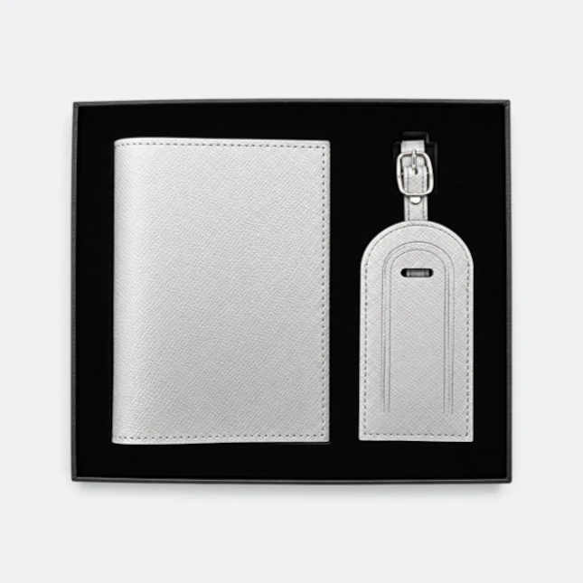 Gmg9203 card holder & luggage tag gift set in grey, corporate gift set with custom logo printing