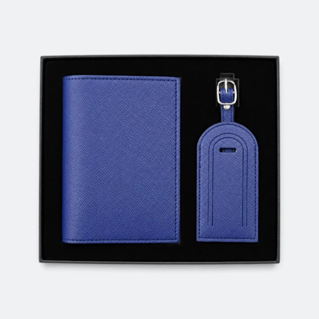 Gmg9203 card holder & luggage tag gift set in navy, corporate gift set with custom logo printing