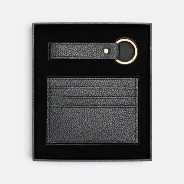 GMG9206 Keychain & Card Holder Gift Set Black Gmg9206 keychain & card holder gift set in black, corporate gift set with custom logo printing