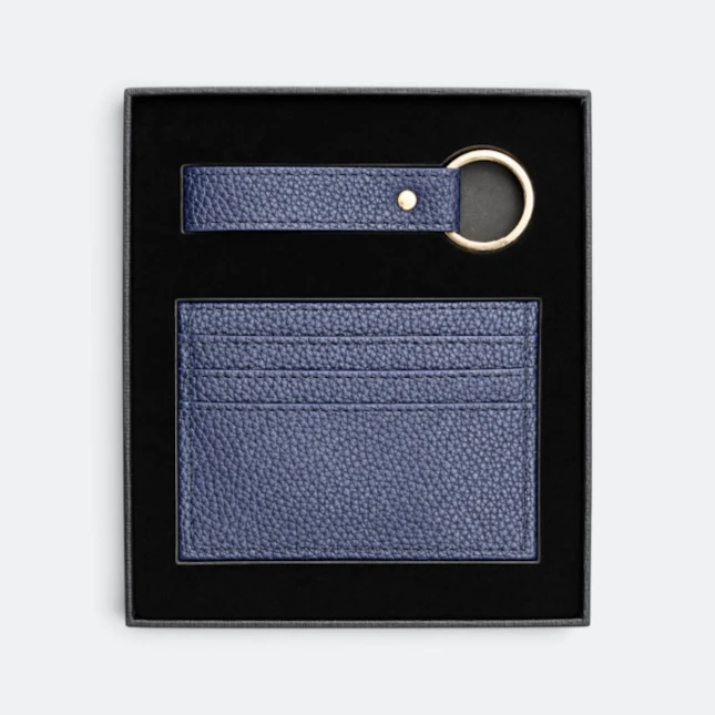GMG9206 Keychain & Card Holder Gift Set Navy Gmg9206 keychain & card holder gift set in navy, corporate gift set with custom logo printing