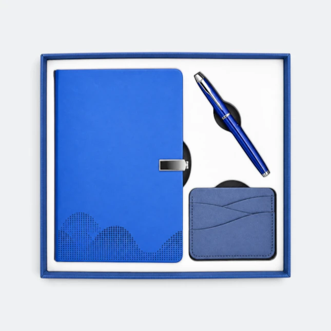 GMG9207 Notebook, Pen & Card Holder Gift Set Royal Blue Gmg9207 notebook, pen & card holder gift set in royal blue, corporate gift set with custom logo printing