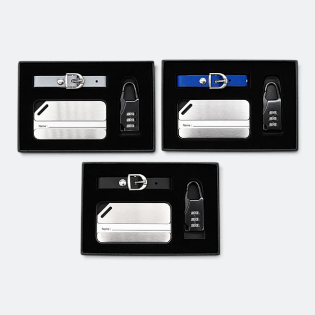 GMG9209 Luggage Tag, Strap & Lock Travel Gift Set All Colours Gmg9209 luggage tag, strap & lock travel gift set, available colours for custom logo branding
