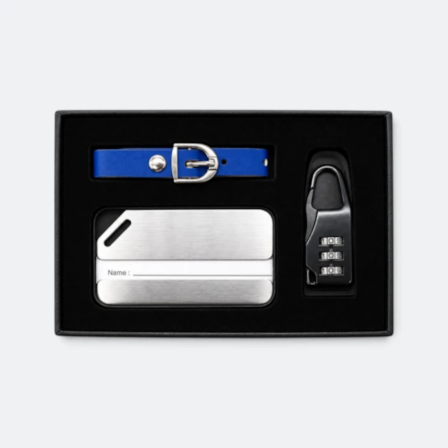 GMG9209 Luggage Tag, Strap & Lock Travel Gift Set Royal Blue Gmg9209 luggage tag, strap & lock travel gift set in royal blue, corporate gift set with custom logo printing