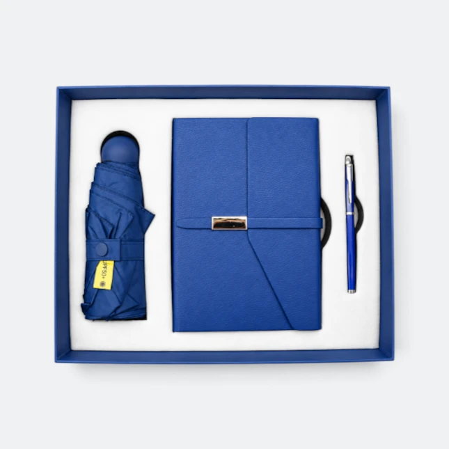 GMG9215 Umbrella, Notebook & Pen Gift Set Royal Blue Gmg9215 umbrella, notebook & pen gift set in royal blue, corporate gift set with custom logo printing