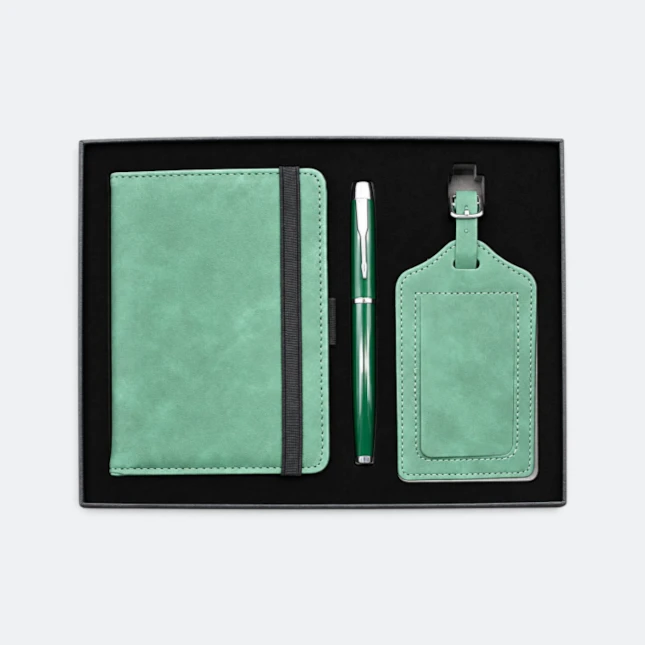 GMG9220 Notebook, Pen & Luggage Tag Gift Set Midnight Green Gmg9220 notebook, pen & luggage tag gift set in midnight green, corporate gift set with custom logo printing