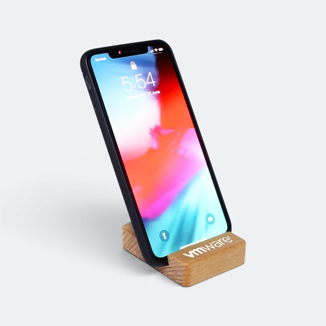 Gvg2633 mini wooden phone holder with logo printing
