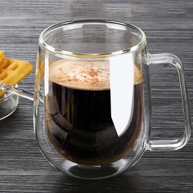 Gvg2688 350ml double wall thermal glass mug with coffee view
