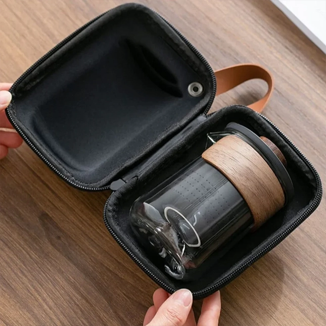 Gvg3659 portable ceramic & glass tea set inside view