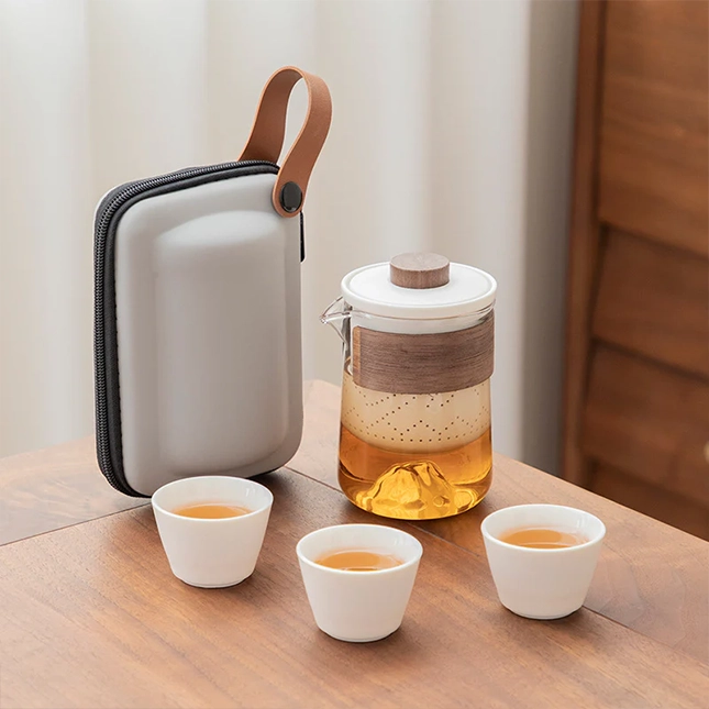 Gvg3659 portable ceramic & glass tea set with tea view