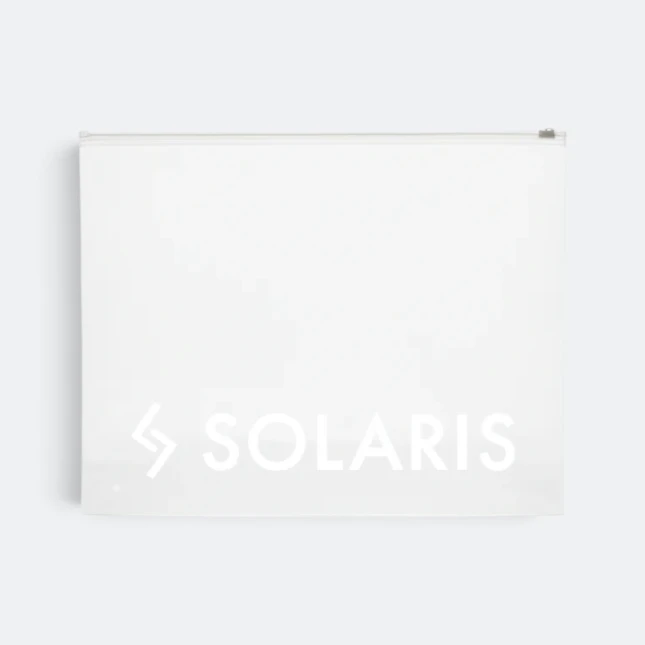 Solaris atlas shoe bag frosted zip packaging with solaris logo
