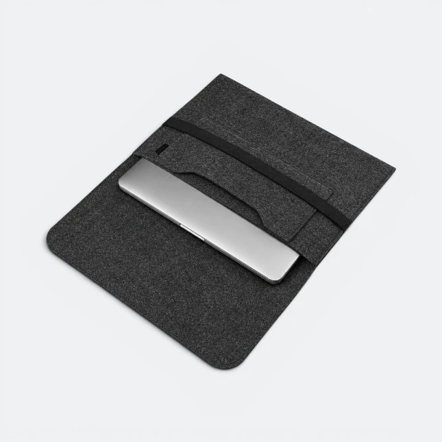 Gvg832 13 inch felt laptop sleeve charcoal open view