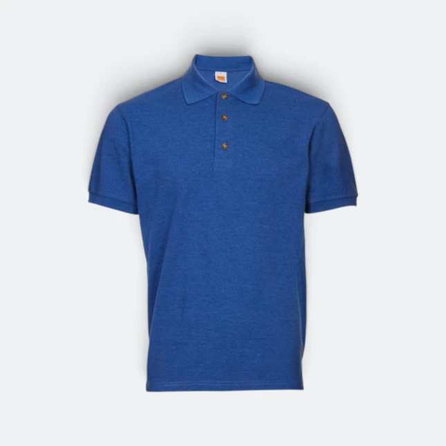 Hc01 honeycomb short sleeve cvc polo shirt blue melange colour view