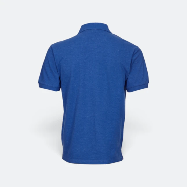Hc01 honeycomb short sleeve cvc polo shirt blue melange back view