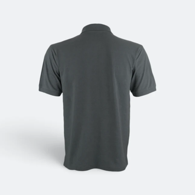 Hc01 honeycomb short sleeve cvc polo shirt dark grey melange back view