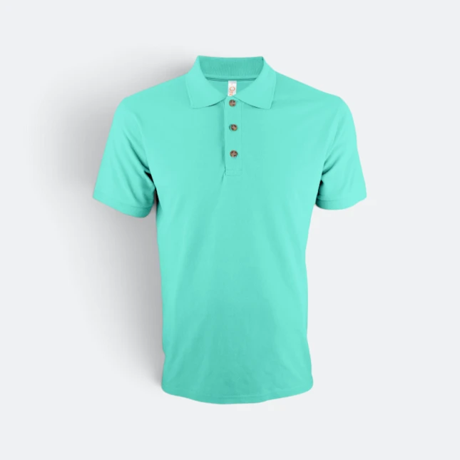 Hc01 honeycomb short sleeve cvc polo shirt tiffany blue colour view