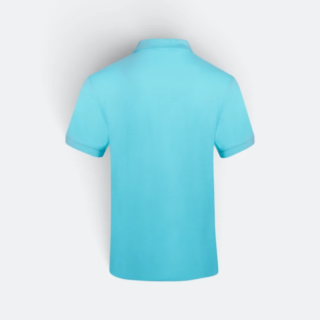 Hc01 honeycomb short sleeve cvc polo shirt tiffany blue back view