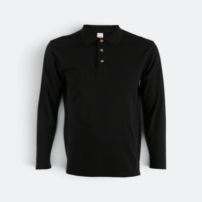 Hc09 honeycomb long sleeve cvc polo shirt black colour view