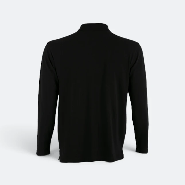 Hc09 honeycomb long sleeve cvc polo shirt black back view