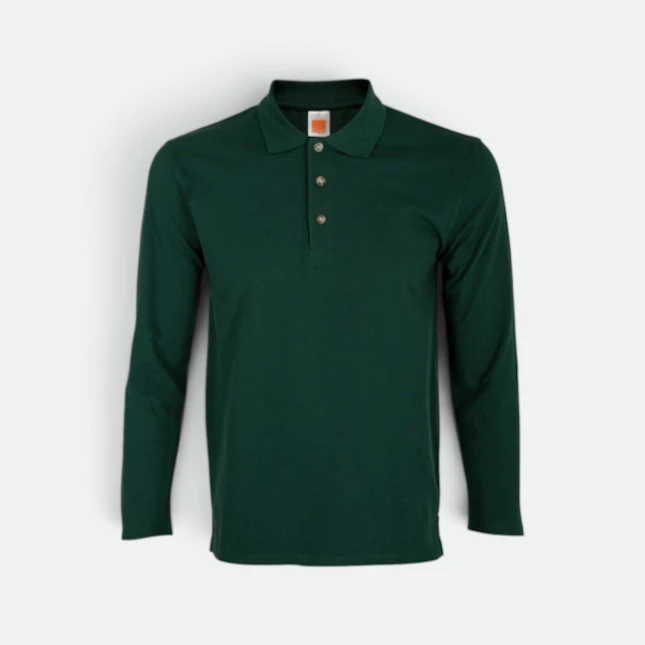 Hc09 honeycomb long sleeve cvc polo shirt forest green colour view