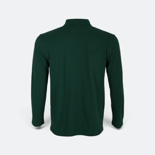 Hc09 honeycomb long sleeve cvc polo shirt forest green back view