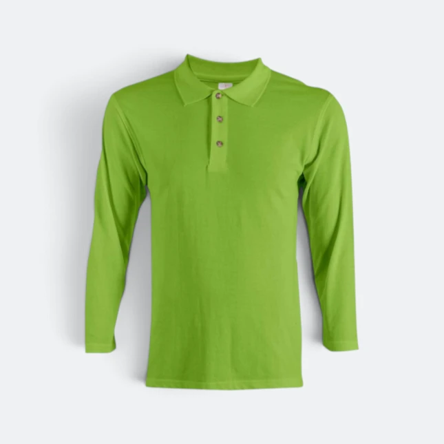 Hc09 honeycomb long sleeve cvc polo shirt lime green colour view