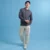 Hc09 honeycomb long sleeve cvc polo shirt worn by model