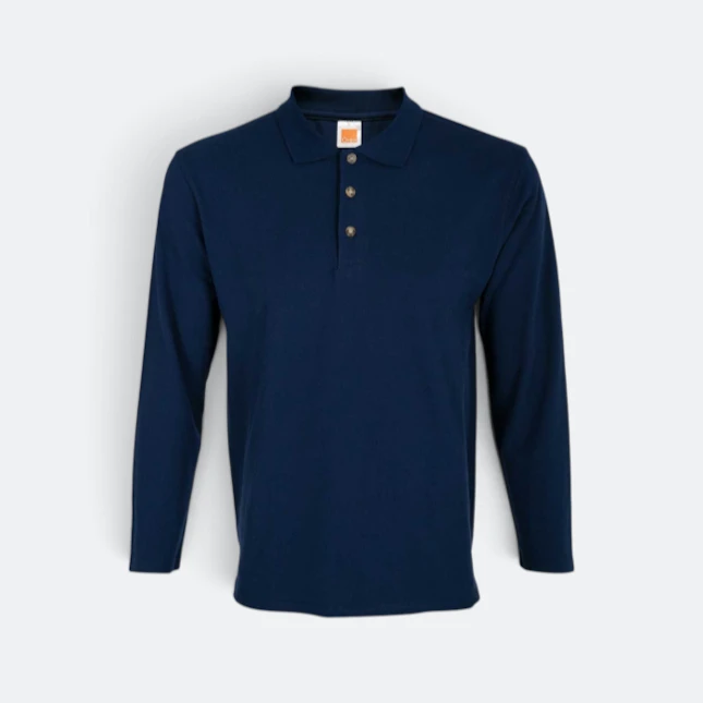 Hc09 honeycomb long sleeve cvc polo shirt navy pro colour view