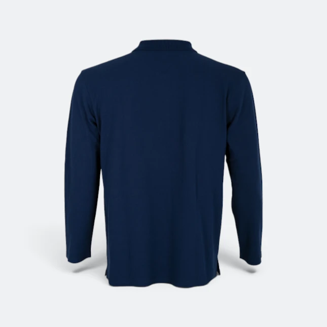 Hc09 honeycomb long sleeve cvc polo shirt navy pro back view