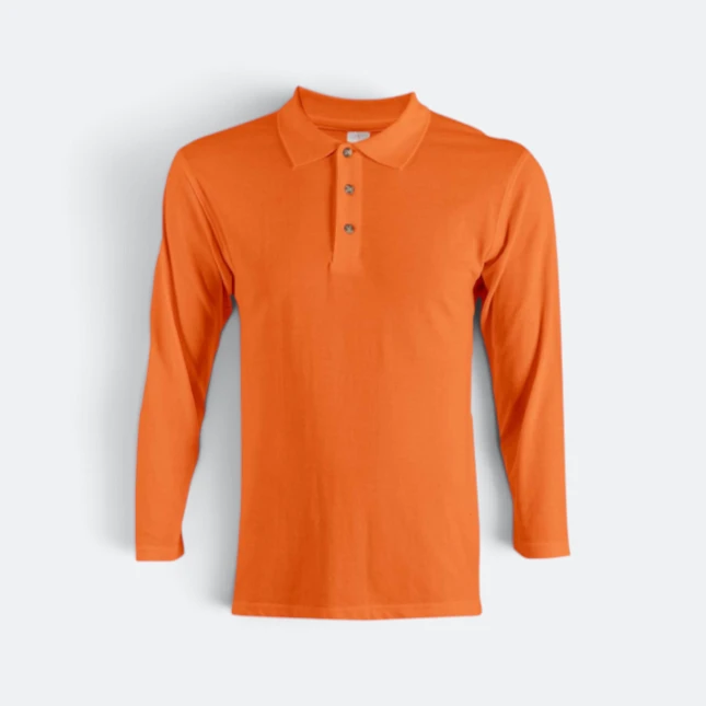Hc09 honeycomb long sleeve cvc polo shirt orange colour view